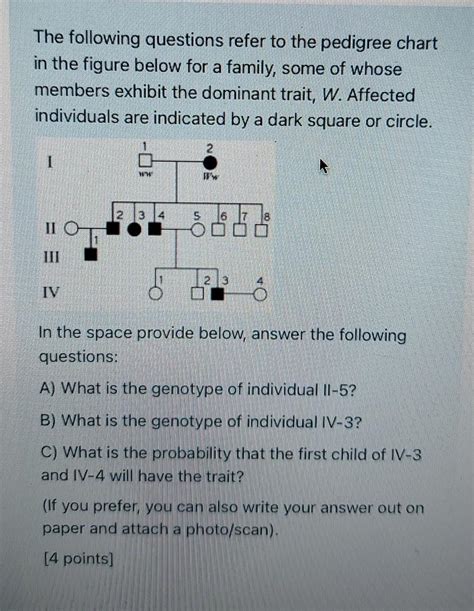 Solved The Following Questions Refer To The Pedigree Chart Chegg Com