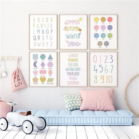 Pastel Shapes Poster Shapes Print Printable Wall Art Kids Room Decor
