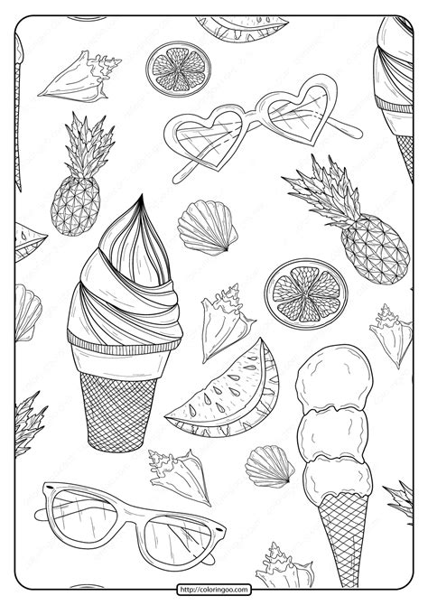 Includes 6 fun summer coloring sheets for kids and 6 beautiful coloring pages for adults. Free Printable Summer Patterns Pdf Coloring Page