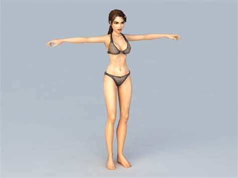black bikini woman 3d model 3ds max object files free download cadnav