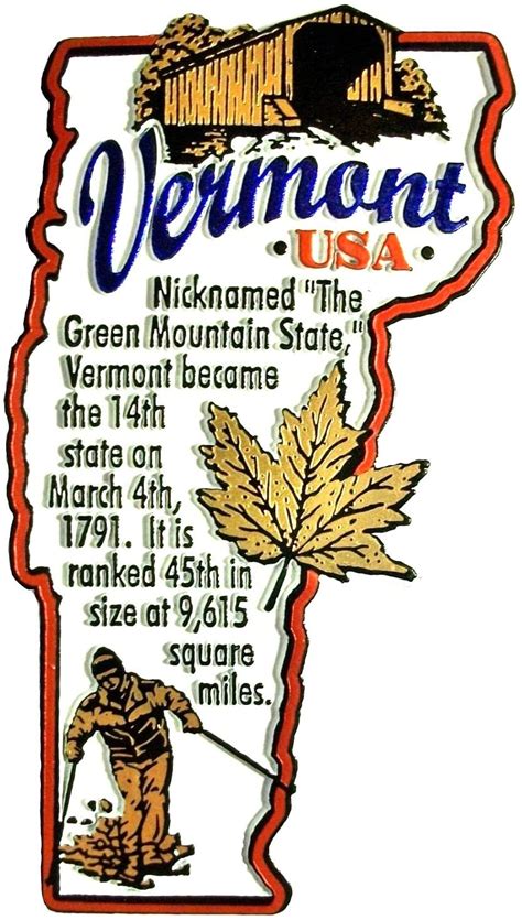 Vermont The Green Mountain State Outline Montage Fridge Magnet