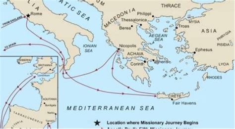 Paul Fourth Missionary Journey Map