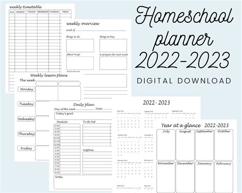 Homeschool Planner Printable 2022 2023 Homeschool Schedule Etsy Ireland