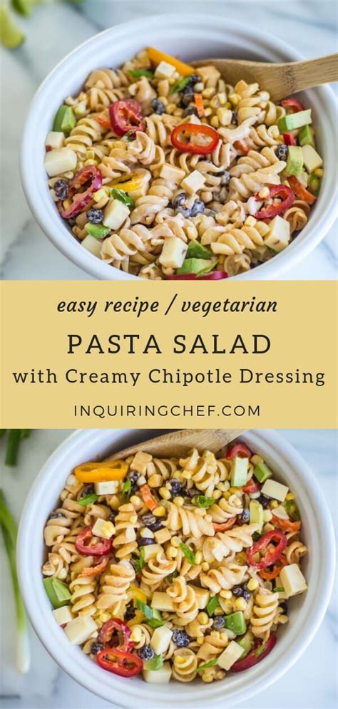 Pasta makes for an easy and economical vegetarian meal. Pasta Salad with Creamy Chipotle Dressing | Recipe | Pasta ...