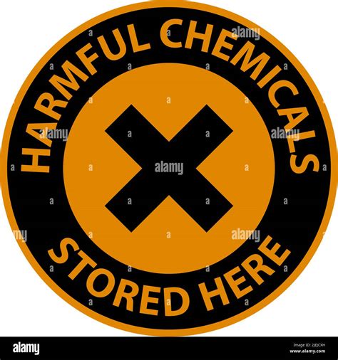 Warning Harmful Chemicals Stored Here Sign On White Background Stock