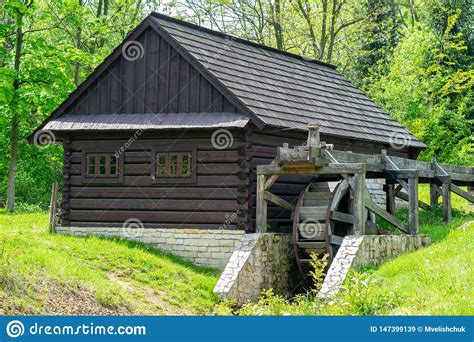 Wooden Wheel Of An Ancient Water Mill Stock Image Image Of Building