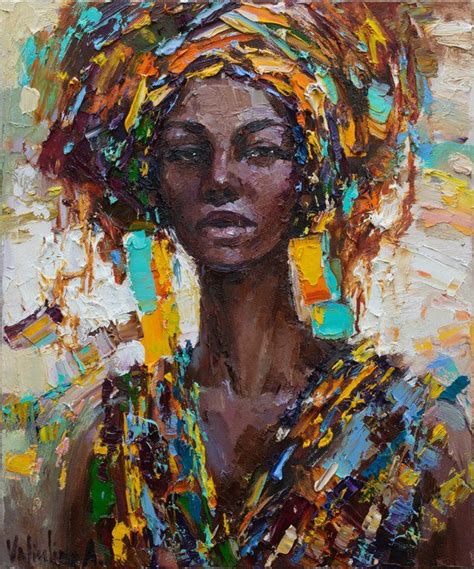 African Woman Portrait Original Oil Painting 2019 Oil Painting By Anastasiia Valiulina