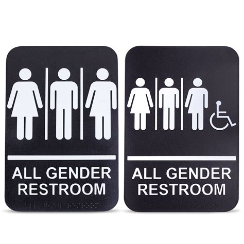 Pack All Gender Bathroom Signs For Business And Unisex Restroom Sign With Handicap X