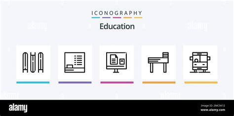Education Line 5 Icon Pack Including Document Document Studies