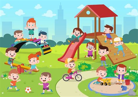 Premium Vector Kids Children Playing Playground Illustration