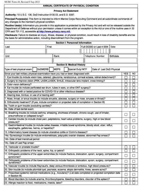 Fillable Online Usmc Annual Cert Mcrc Form 40 32422pdf Fax Email