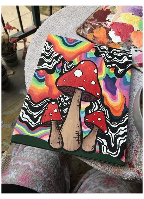 Preppy Mushroom Painting 🍄 Mini Canvas Art Diy Canvas Art Diy