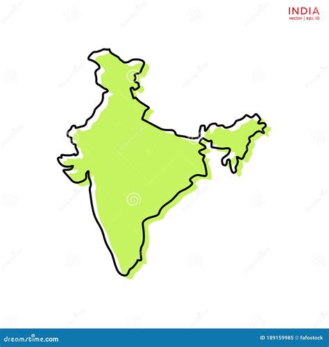Green Map Of India With Outline Vector Design Template Editable Stroke