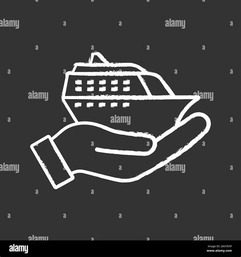 Cruise Service Chalk Icon Hand Holding Cruise Ship Shore Excursions