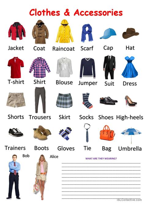 Clothes And Accessories Pictionary P English Esl Worksheets Pdf And Doc