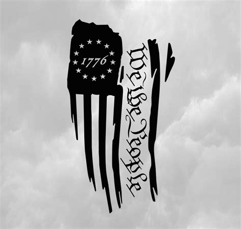 Custom Decal We The People 1776 Tattered American Flag Etsy