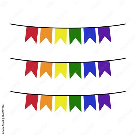 Rainbow Banner Set Of 3 Rainbow Colored Banners Or Bunting Stock