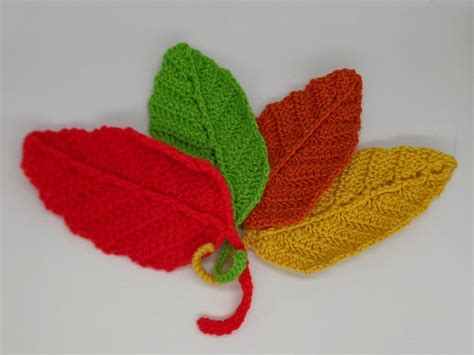 Leaf Crochet Pattern Pdf Handmade Bookmark Coaster Leaves Etsy