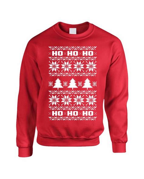 Ho Ho Ho Womens Crewneck Sweatshirt Ugly Christmas Sweater Allntrendshop