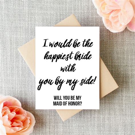 Will You Be My Maid Of Honor Card I Would Be The Happiest Etsy