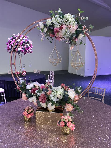 Rose Gold Floral Centrepiece Purple Wedding Decorations Wedding