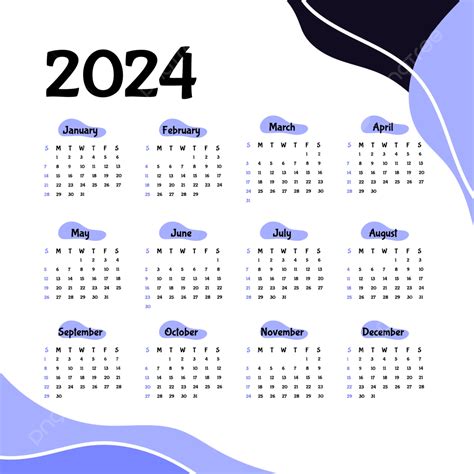 Design De Calendário Moderno De 2024 Vetor Png Calendário 2024