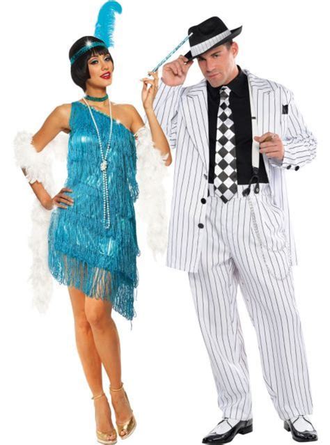 1920s Couples Costumes Blue Dazzling Flapper 4999 And Pinstripe