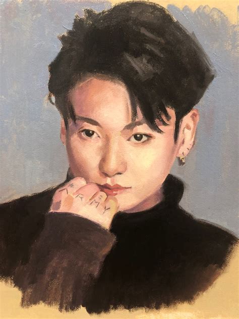 Handpainted Original Jungkook Of Bts Original Oil Acrylic And Pastels