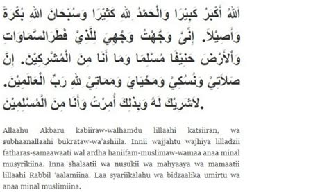 Doa Iftitah Dan Terjemahannya Doa Iftitah Allahu Akbar Kabiro Tulisan Arab Latin Artinya