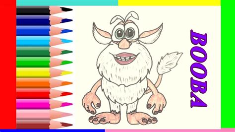 How to draw booba face. Booba cartoon coloring book for children. Буба мультик ...