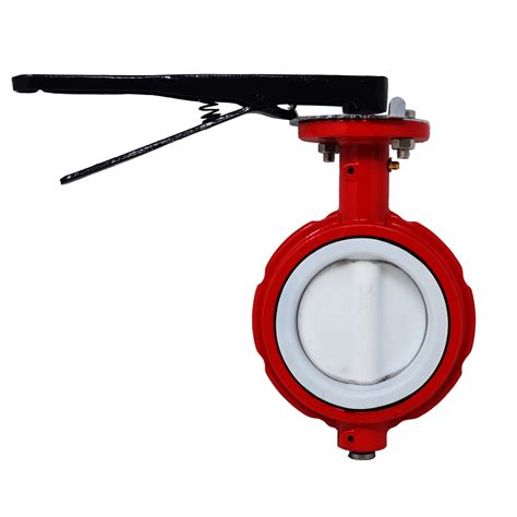 200 Psi Red Short Neck Wafer Style Butterfly Valve Ductile Iron Body X