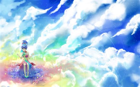 Anime Girl Rock Clouds And Sky Wallpapers Anime Girl Rock