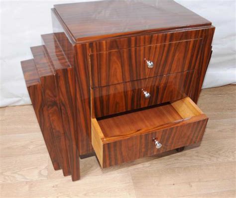 Pair Art Deco Bedside Chests Tables Chest Drawers Nightstand