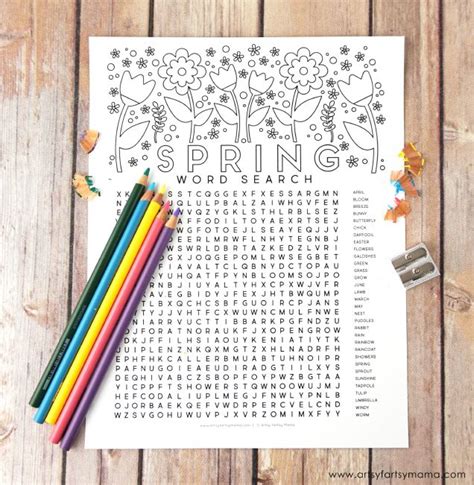 Free Printable Spring Word Search Coloring Page Artsy Fartsy Mama