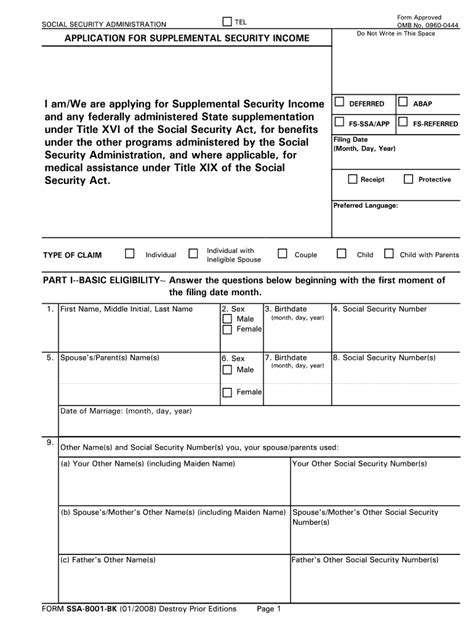 Form Ssa 8001 Bk 2008 Fill Out And Sign Online Dochub