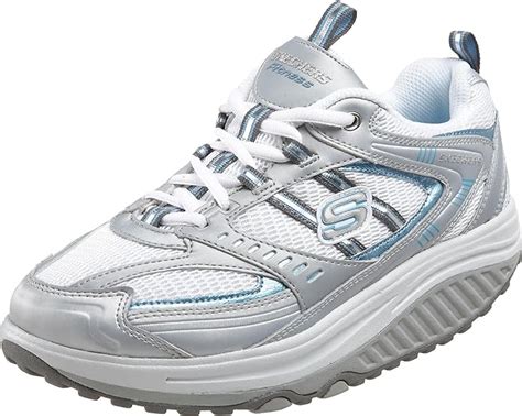 Skechers Womens Shape Ups Fitness Junkie Trainer Silver White