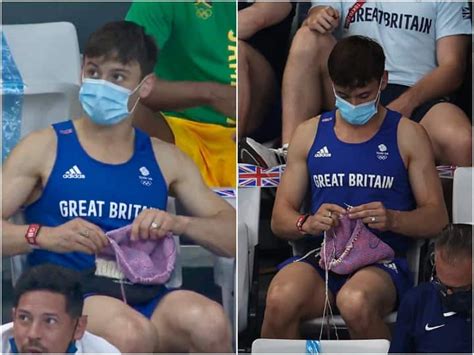 uk gold medalist tom daley knitting viral video in stands during tokyo olympics 2020