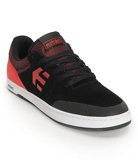 Etnies Marana Black And Red Suede Skate Shoes