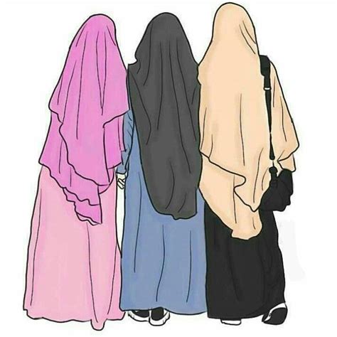 Gambar Kartun 3 Sahabat Perempuan Muslimah 1000 Gambar Kartun Muslim