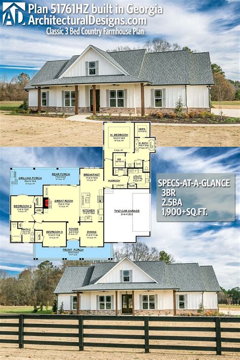 Classic 3 Bed Country Farmhouse Plan 51761hz Architectural Designs