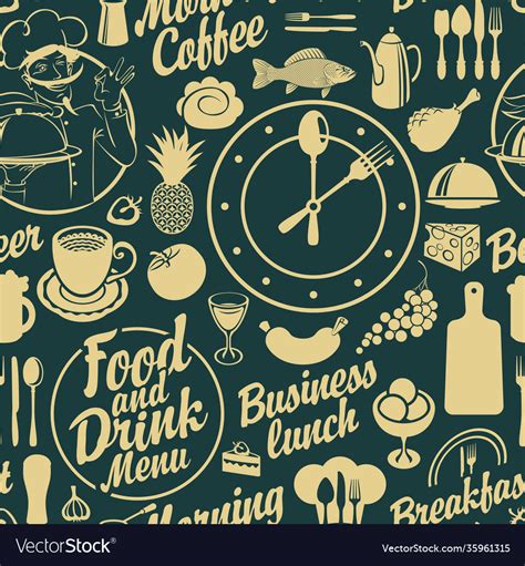 Seamless Background On Theme Food And Drink Vector Image