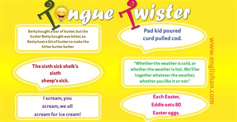 50 Tongue Twisters In English With Pdf
