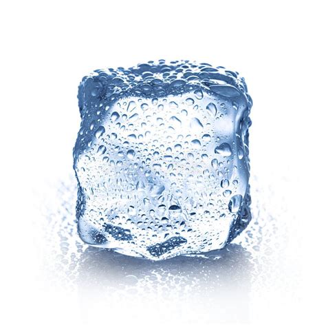 Ice Cube With Water Drops Close Up Isolated Stock Image Image Of