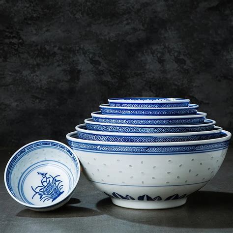 56789 Inch Vintage Chinese Blue And White Porcelain Rice Bowls