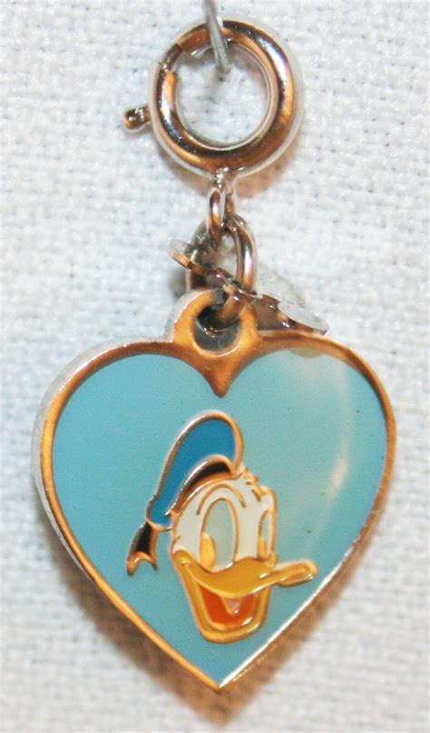 Disney Donald Duck Heart Charm Double Sided Bracelet Charms Necklace