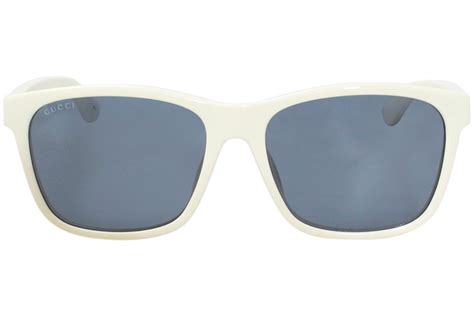 gucci gg0746s 004 sunglasses men s white blue lenses rectangular 57mm