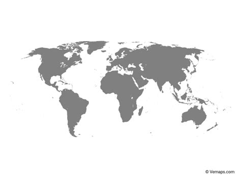 Grey Map Of The World With Countries Robinson Projection Free