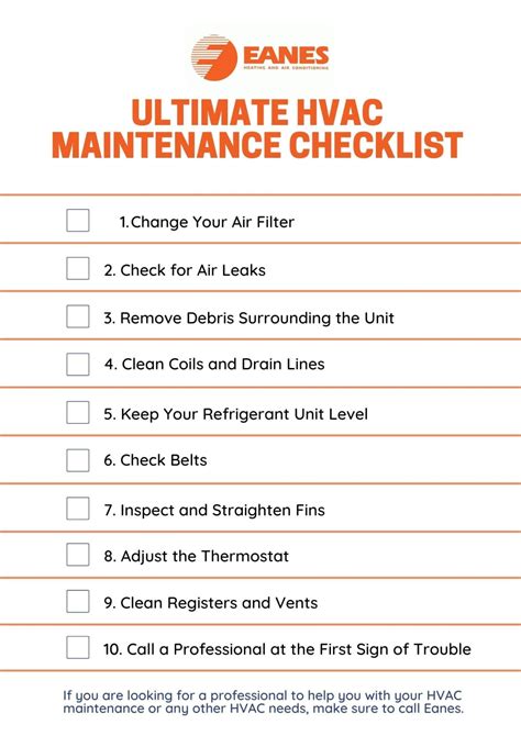 Ultimate Hvac Maintenance Checklist 2023 Eanes Heating And Air