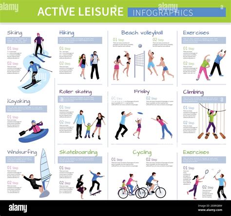 Active Leisure People Infographics With Different Games And Activities