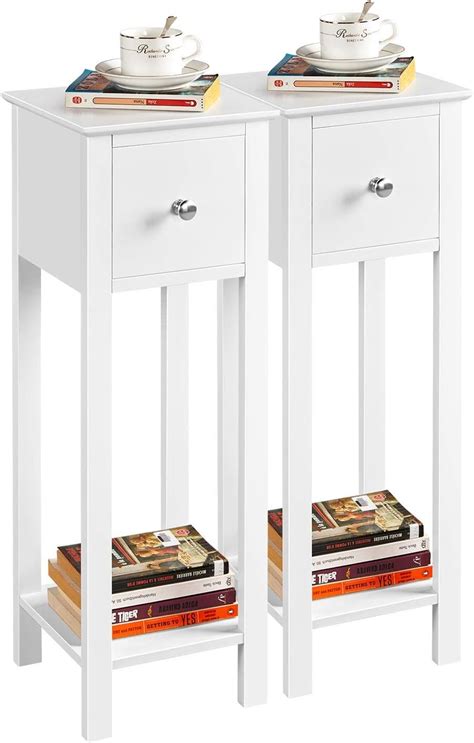 Yaheetech Nightstand Set Of 2 Bedside Tables With Drawer Slim Tall